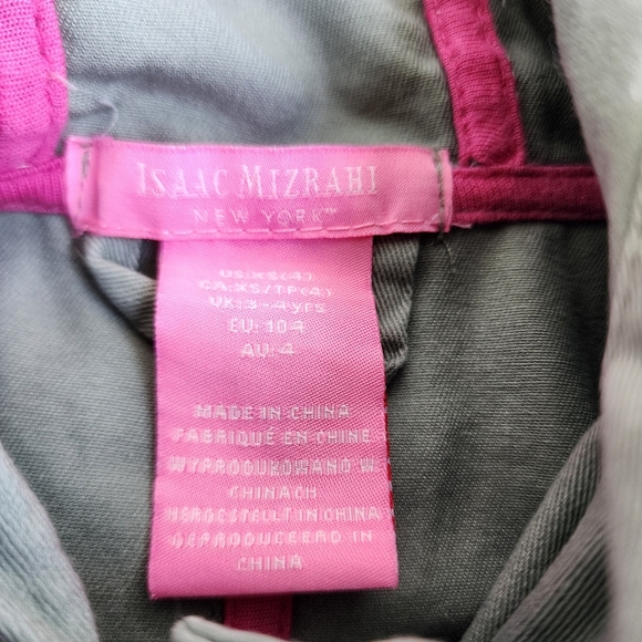 Isaac Mizrahi Girl Pink Tie Belted Full Gold Zip Hooded Jacket Green Size XS (4) - Picture 7 of 14